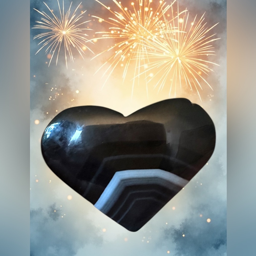 Black Onyx Heart-Shaped Crystal